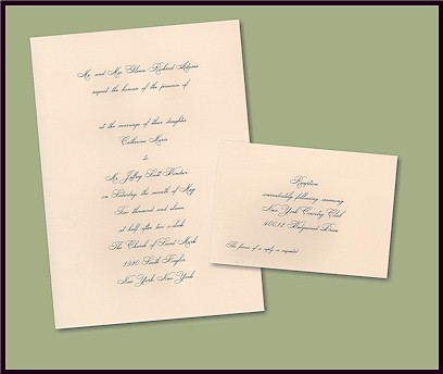 100% Cotton Traditional Engraved Wedding Invitation
