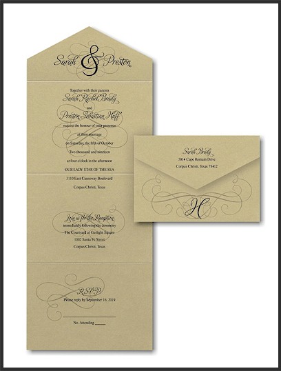 Ampersand Calligraphy Seal ‘n Send Wedding Invitation