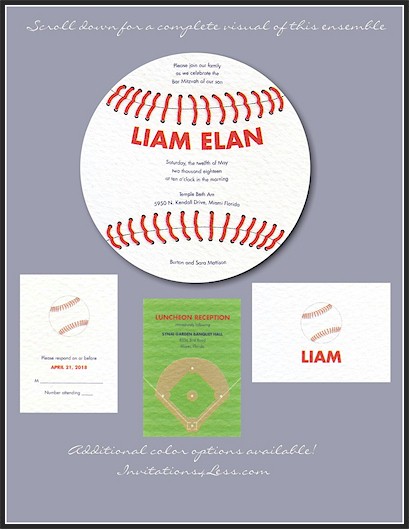Baseball Bar Mitzvah Invitation Ensemble