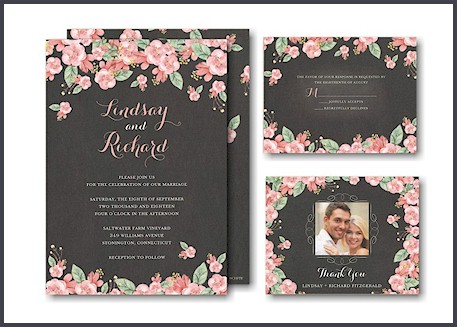 Chalkboard Floral Wedding Invitation