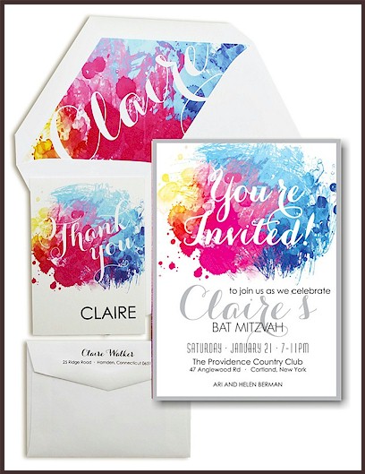 Color Burst Bat Mitzvah Invitation