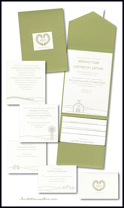 Fresh Country Pocket Wedding Invitation