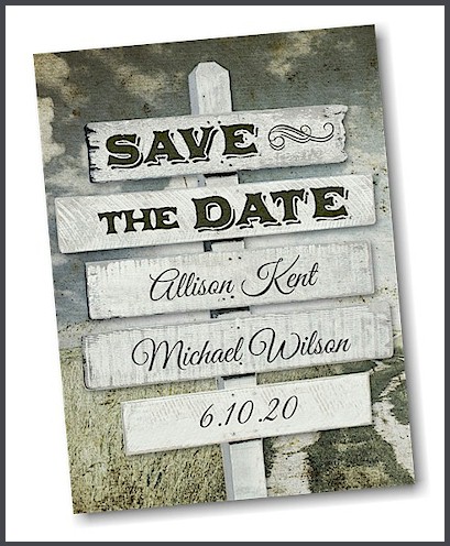 Rustic Sign Post Save the Date Card