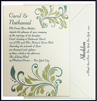Splendid Flourishes Letterpress Wedding Invitation