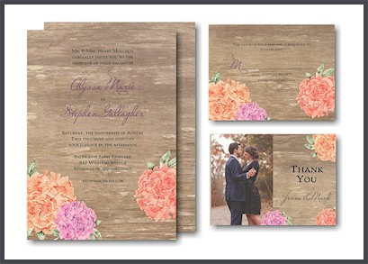 Wood Floral Wedding Invitation
